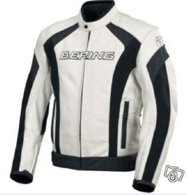 Equipements route Veste et blouson occasion : blouson moto bering cuir trust noir blanc taille m photo 3